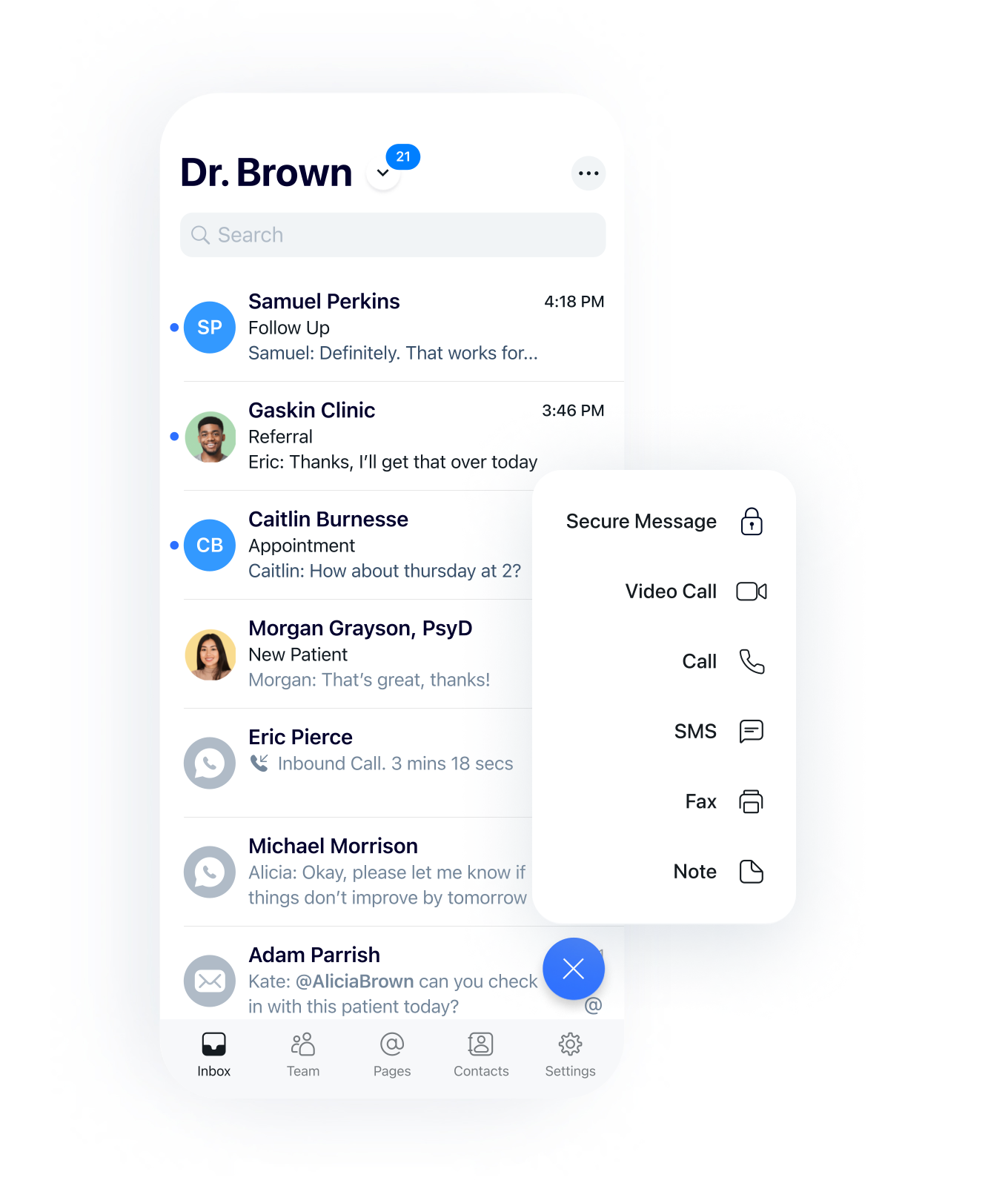 Secure messaging inbox in the Spruce app